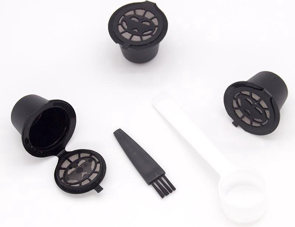 Hervulbare Koffiecups – Universeel Compatibel met Nespresso Machines – 3 Stuks – Zwart