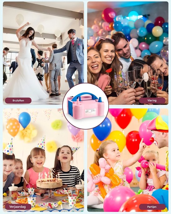 Elektrische ballonpomp 600W – dubbele spuitmond, auto/semi-automatisch,snel en eenvoudig ballonnen opblazen – ideaal voor feestjes en decoratie — afbeelding 2
