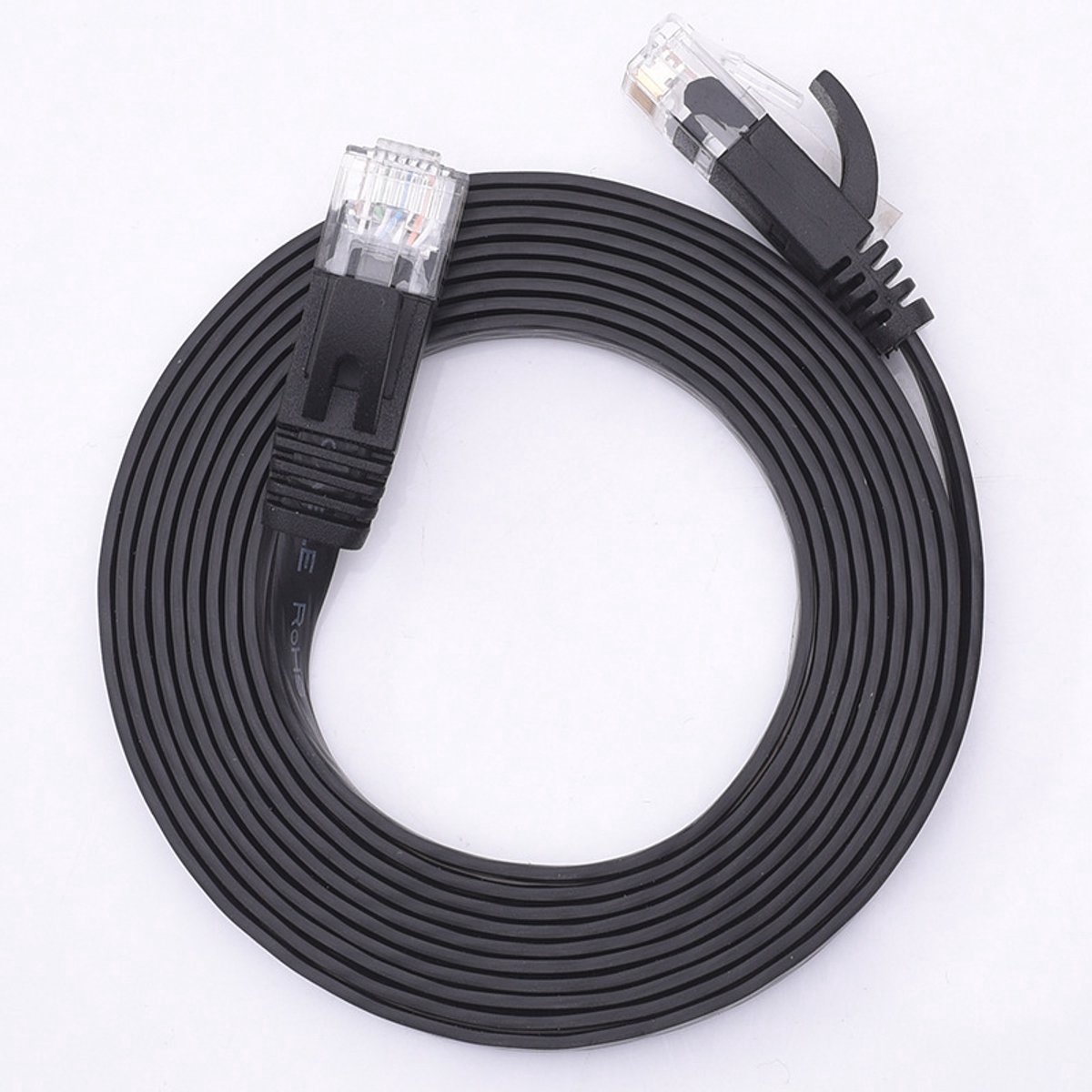 Internetkabel - 8 meter - CAT6 - Ultra dunne Flat Ethernet kabel - Netwerkkabel (1000Mbps) - Zwart - UTP kabel - RJ45 - UTP kabel