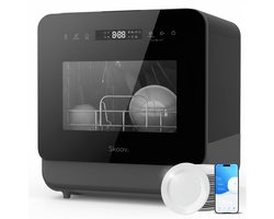 Skoov Mini Vaatwasser met waterreservoir PRO - 3 couverts - 6 wasprogramma's - Kleine smalle vrijstaande afwasmachine - Camping - Zwart