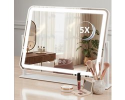 OMNIEXA Make-up Spiegel met Verlichting - Hollywood Spiegel 40x30 cm - LED Strip - Dimbaar - Wit