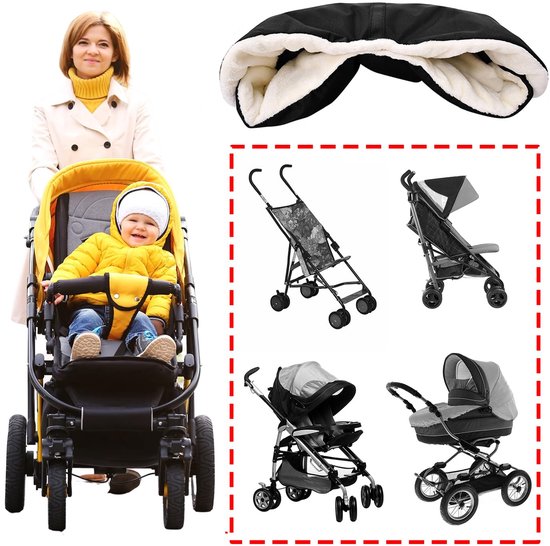 Kinderwagenwanten - Warme wanten - Vorst- en winddichte kinderwagenwanten - Wanten met pluche voering - Winteraccessoires voor kinderwagens - Geschikt voor kinderwagens - Zwart van Merkloos — afbeelding 2