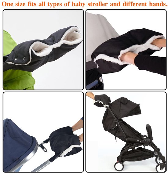 Kinderwagenwanten - Warme wanten - Vorst- en winddichte kinderwagenwanten - Wanten met pluche voering - Winteraccessoires voor kinderwagens - Geschikt voor kinderwagens - Zwart van Merkloos — afbeelding 4