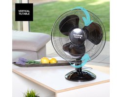 Stille Tafelventilator 40 cm - Compact, Oscillatie en Instelbare Hellingshoek voor Thuis of Op Reis