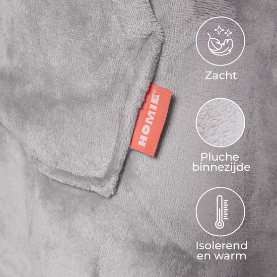 Homie Hoodie – Sweat à capuche oversize – Couverture avec manches – Unisexe – Taille unique – Grijs