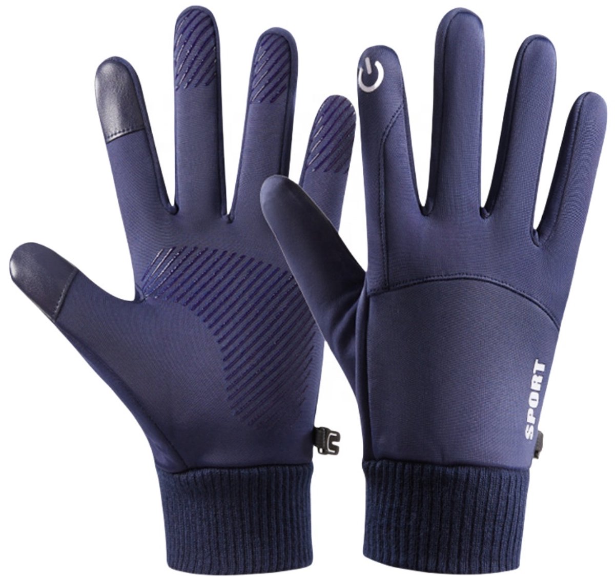 Waterdichte Touchscreen Fietshandschoenen - Antislip & Winddicht - Winterhandschoenen Sport - Donkerblauw - Maat L