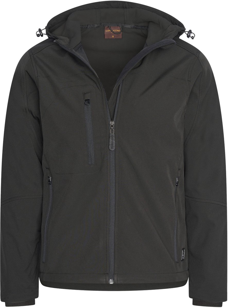 Cappuccino Italia Heren Outdoorjas Softshell Hooded Jacket Zwart