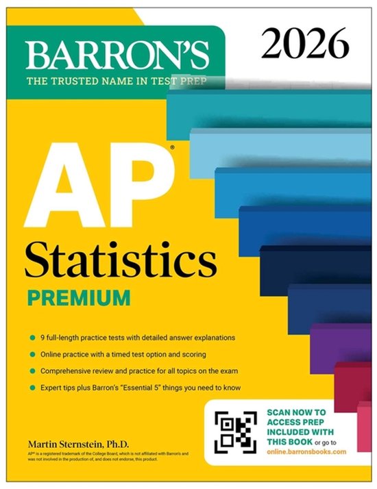 Barron's AP Prep- AP Statistics Premium, 2026: Prep Book wit ... - cover