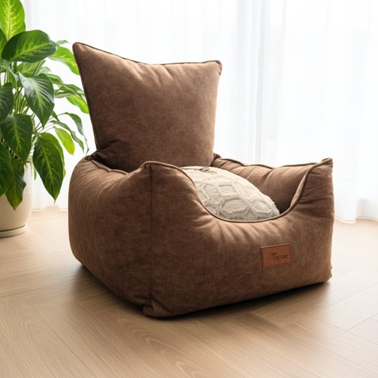 Panier de voiture pour chien Cee Cee - Panier de voiture très Luxe pour chien - Convient pour le siège arrière - Couverture pour chien - Convient également pour le siège passager - Marron - Céline