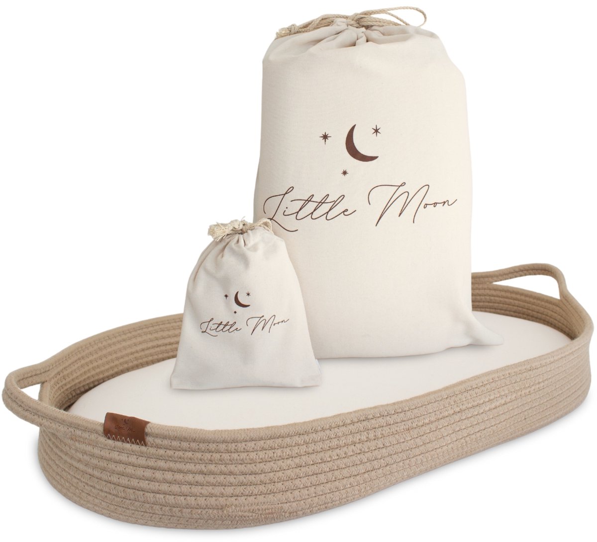 Bol.com Little Moon Verschoonmand XL – Aankleedkussen – Incl. Matras en 2 Matrashoesjes – Verschoonkussen – Natural Sand aanbieding