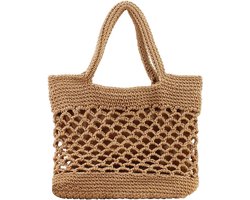 Green Glow - Stro Strandtas Schoudertas voor Dames Zomer - Handtas Vrouwen Weven Emmer Tas Mand Raffia - Outdoor Casual Crossbody Tas voor Reizen School Werk Winkelen