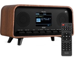 DAB radio - Audizio Desio - Retro radio - DAB, DAB+ en FM - Radio met Bluetooth - Houtlook donker