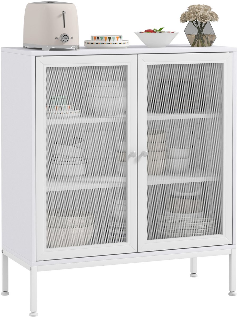 HOMCOM Buffetkast - Spaanplaat - 80x37x92cm - Wit