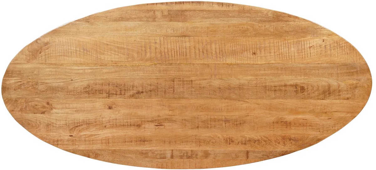 Sfeerwonen Enzo Tafelblad Ovaal 160 x 90 cm – Mangohout Naturel Bruin – Massief Hout – Rechte Rand 5 cm – Zonder Onderstel