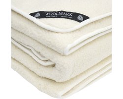 Wollen Deken 260x200 cm Lits Jumeaux Tweepersoons| Luxe Merino Wol OnceDoce® |100% Zuivere Australische Wol – Premium Wollen Tweepersoons Deken 450 g/m² | Woolmark® Certificaat | Wasbaar, Antiallergisch, Zacht & Warm | Crème