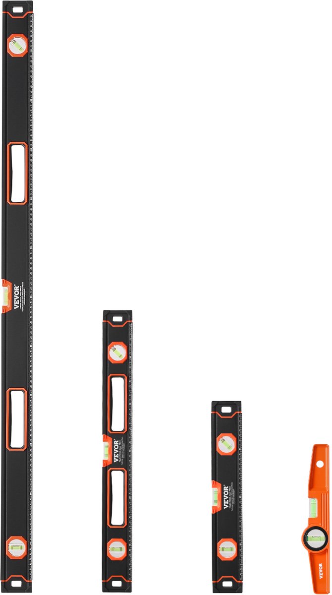 VEVOR 4-delige Torpedo Waterpasset met Libel 120/60/40/25cm Magnetisch