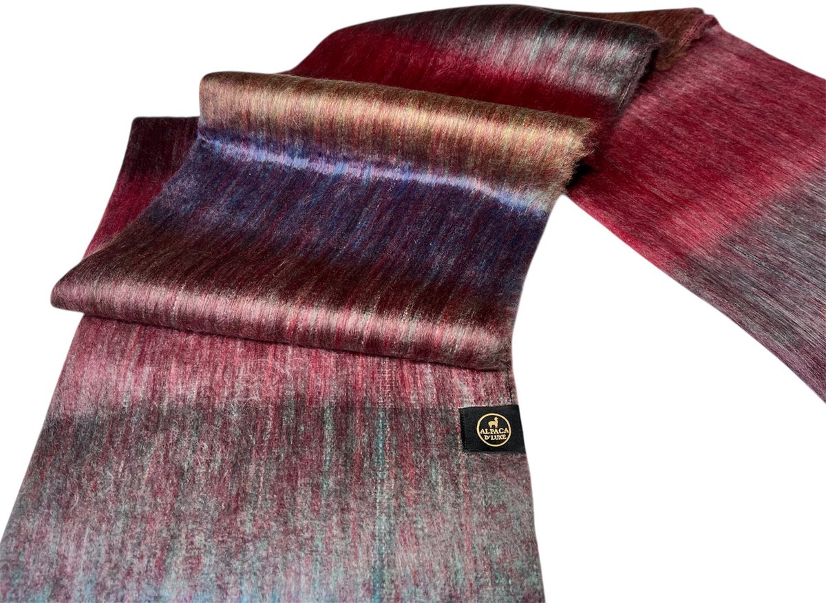 Alpaca D'Luxe Sjaal - Hypoallergeen - Scarf - Grijs - Roze - Handgemaakt met alpacawol - Luxe cadeau - Zacht en van Kwaliteit - Shawls - Multicolor - Gift - Duurzaam - Sjaals Dames - Sjaals Heren - Comfortabel - Sustainable - Hoogwaardige kwaliteit