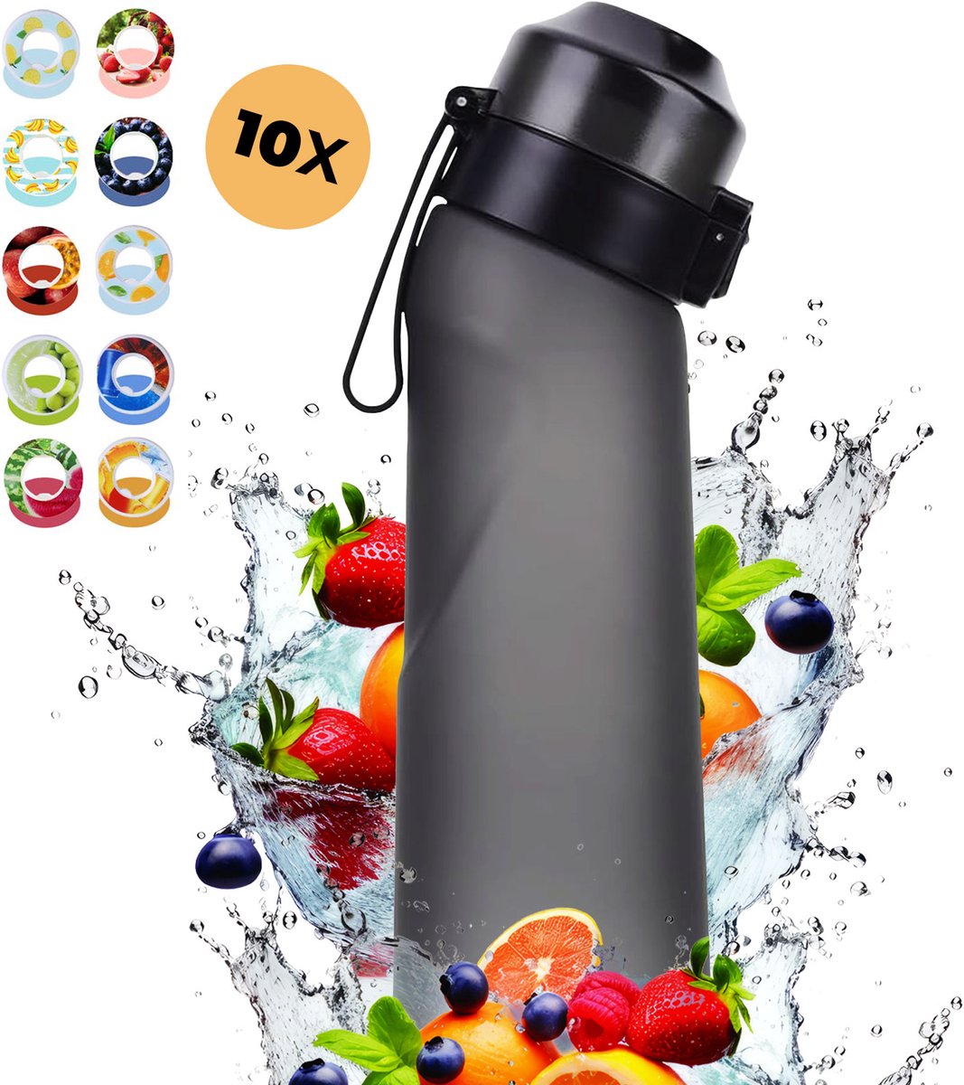 LotaHome Geurwater drinkfles met 10 pods - Air Up starterskit - 650 ml - zwart