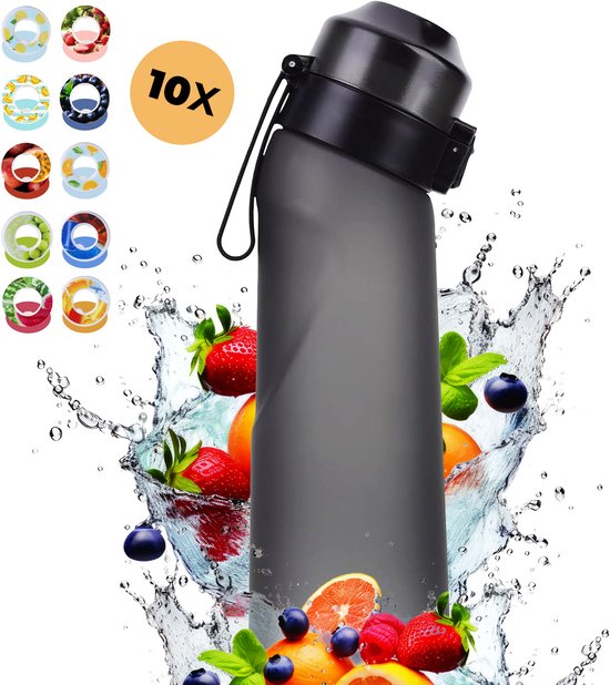 air up® waterfles (16 oz) Black Steel 3 Cola pods | Suikervrije smaakpods & Waterflessen met rietje | Gearomatiseerde waterfles