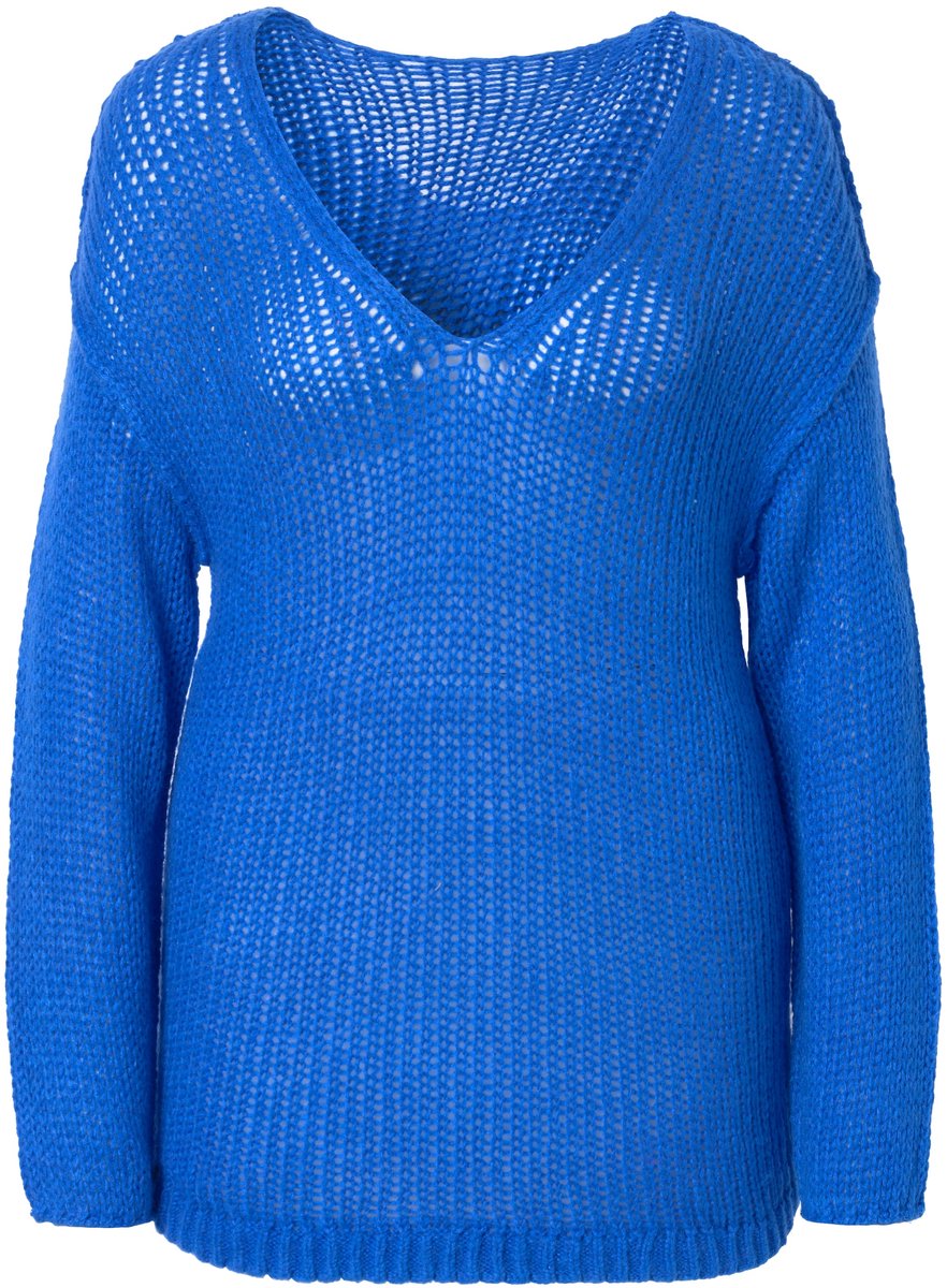 Angel of Style - Dames - Trui oversized ballonmouw V-hals - Blauw - Maat 46