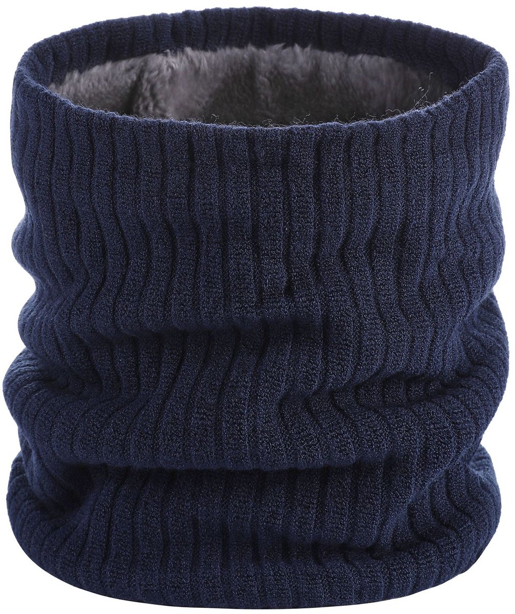 Geweo Colsjaal Dames Gebreid - Neckwarmer Heren Fleece - Warme Wintersjaal - Zachte - Dames Heren - Blauw - One Size