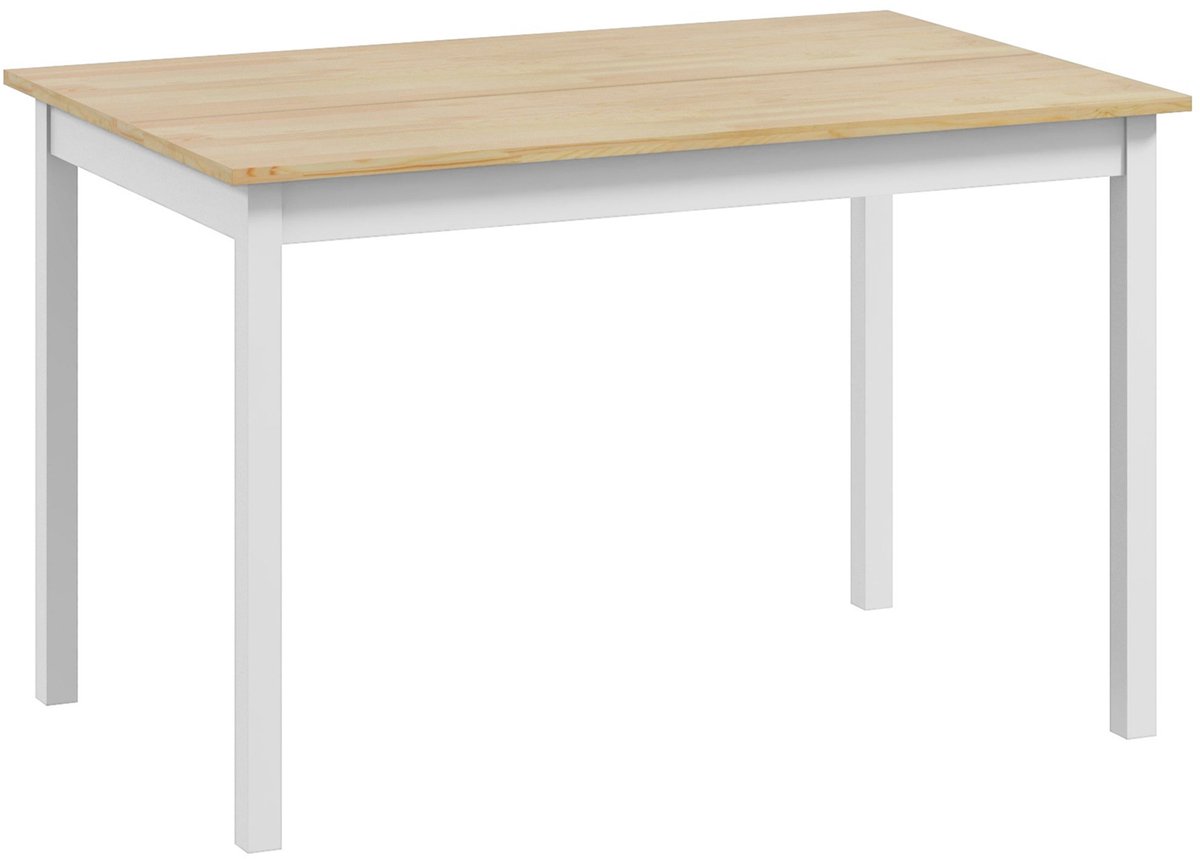 HOMCOM Eettafel - Dennenhout - 120x75x75cm - Naturel, Wit