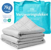 Ella Verzwaringsdeken 7kg - OEKO-TEX Katoen Zwaartedeken 150 x 200cm- Weighted Blanket - Verzwaarde Deken - Grijs