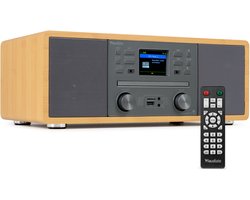 Internetradio - Audizio Avola alles-in-één radio met Bluetooth - DAB+/FM - CD speler - Bamboe