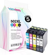 Inktdag inktcartridges voor Epson 502XL, Epson 502 multipack van 5 kleuren (Epson 502 xl zwart *2, Epson 502 xl C/M/Y *1)