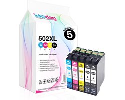 Inktdag inktcartridges voor Epson 502XL, Epson 502 multipack van 5 kleuren (Epson 502xl zwart *2, Epson 502xl C/M/Y *1) voor Epson Expression Home…