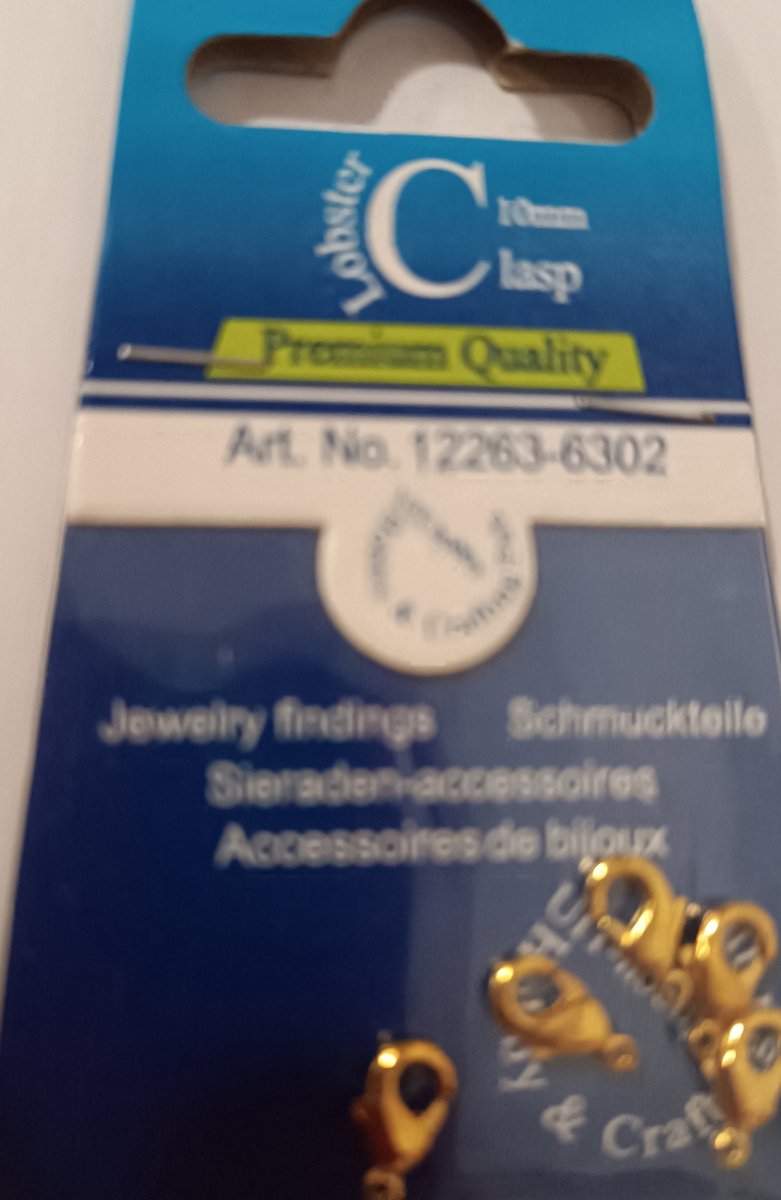 Lobster clasp (Premium Quality), 10mm, Gold, 5pcs