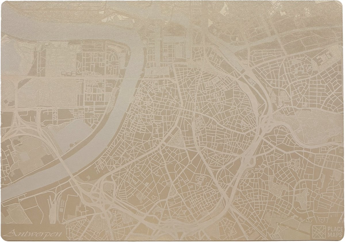 Place Maps Gegraveerde Kunstlederen Placemat Antwerpen Champagne 1 stuk