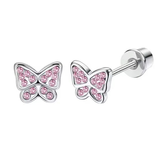 Clips d'oreilles puces hypoallergéniques Kinder - Papillon