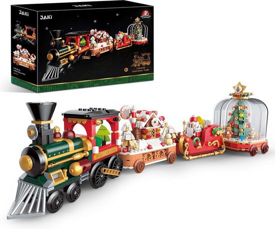 Jaki - Frozen kerstmis trein bouwset | Classic creator kerst speelgoed geschikt voor Lego | Kerstboom modelbouw | Christmas kerstballen decoratie cadeau geschenkset voor kinderen & volwassenen | Bouwdoos met 1011 bouwstenen