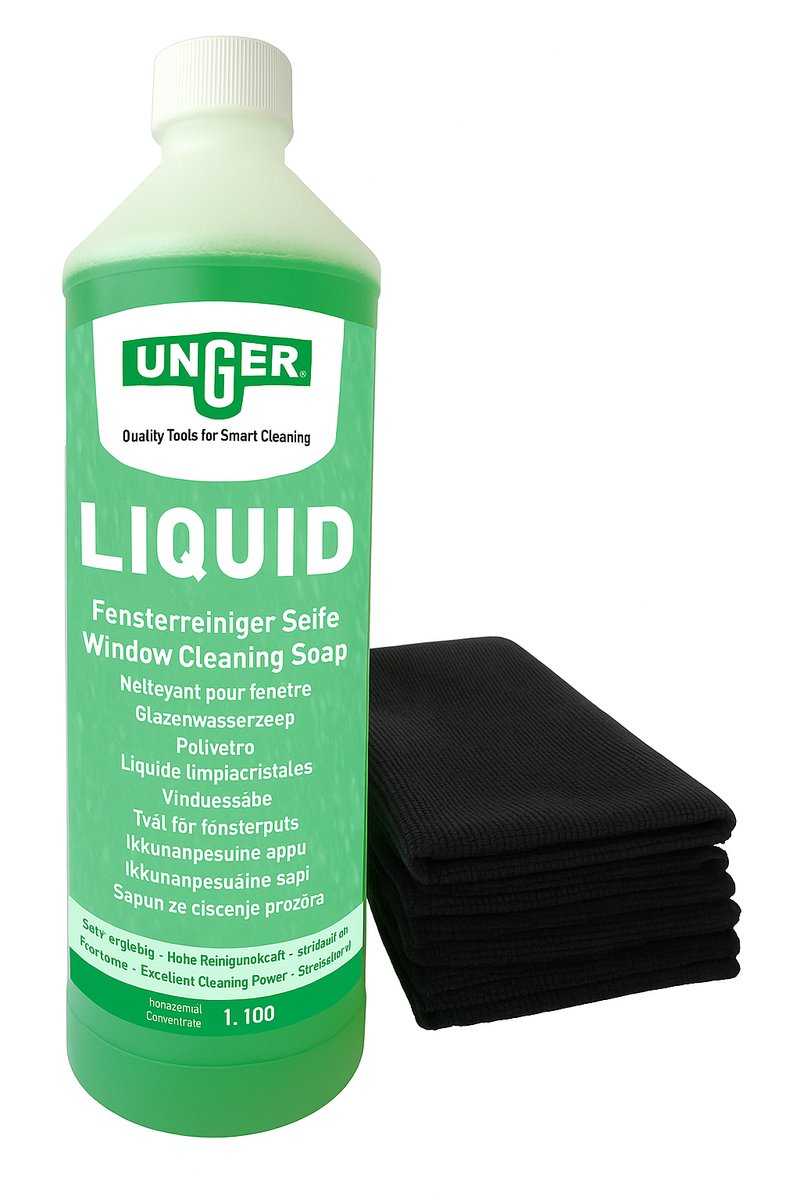 Unger Glazenwasserszeep 1 liter - professionele glas- en ruitenreiniger + Microvezeldoek
