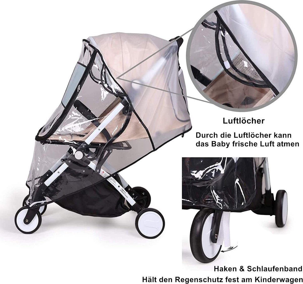 Regenhoes voor buggy - Regenhoes Kinderwagen - BPA vrij - Universele Regenhoes Kinderwagen met Kijkvenster - Regenhoes Kinderwagen Universeel - Buggy Hoes - Kinderwagenaccessoire - Buggy Regenhoes - Wandelwagen - Transparant - EVA Regenhoes – foto 4