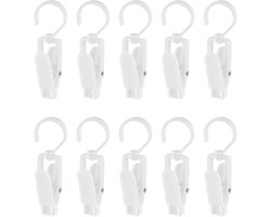 Sokkenclips - 10 stuks - Sokkenhouders - 360° draaibare clips - Plastic - Droogrek tegen verlies - Sokkendroogclips - Antislip draagbare clips - Clip voor reishoed,sjaal, sokken - Wit
