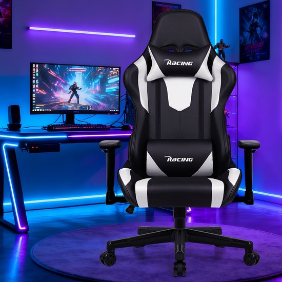 Gaming Stoel Racing Style Wit 90°-165° Rugleuning 150 kg - Gaming - €99,95