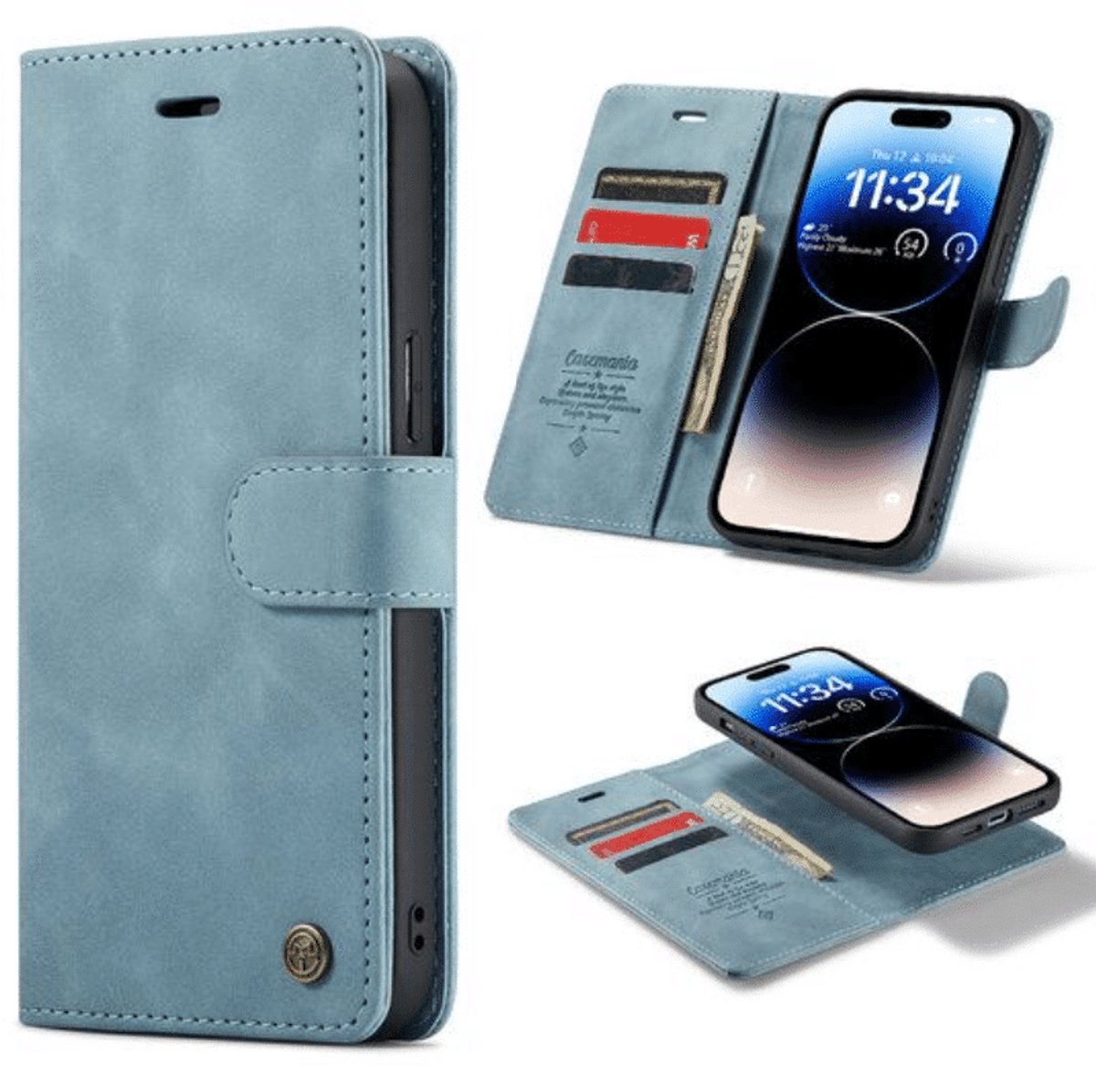 CaseMania - Bookcase 2 in 1 - Geschikt voor - Samsung S25 Ultra - Licht Blauw