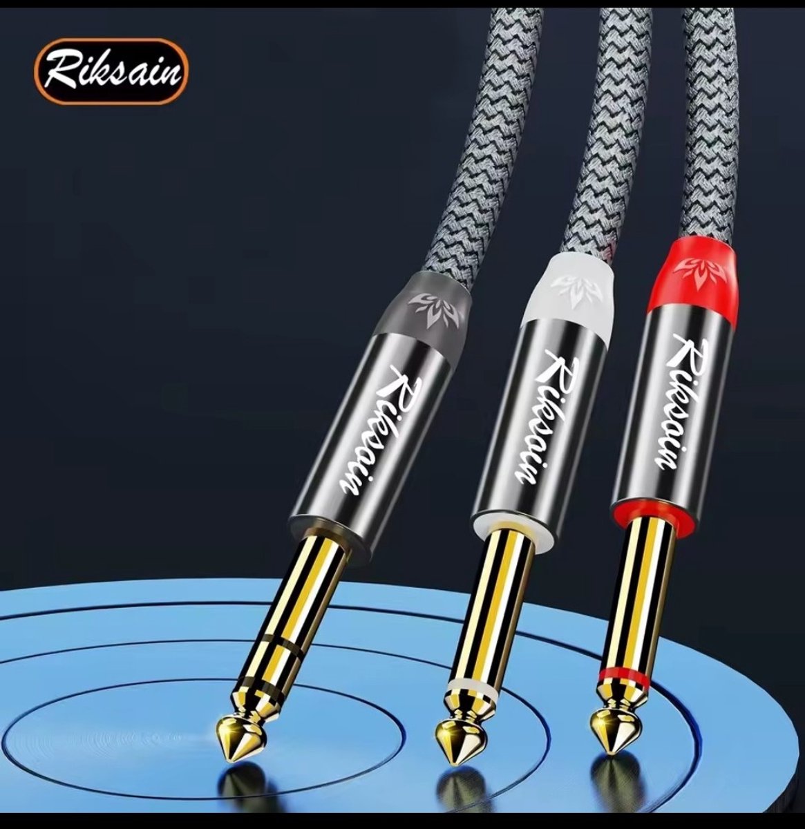 VIKEFON - Audio Splitter Kabel 6,5 mm naar 2× 6,35 mm – TRS naar TS Adapter – 5 m Professionele Geluidskabel voor Mixer en Gitaarversterker