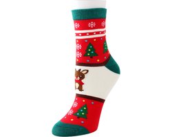 1x Kerstsokken Unisex – One Size (36-41) – Luxe Winter Kerstsokken – Kerst Relatiegeschenk Bedrijven – Rendier