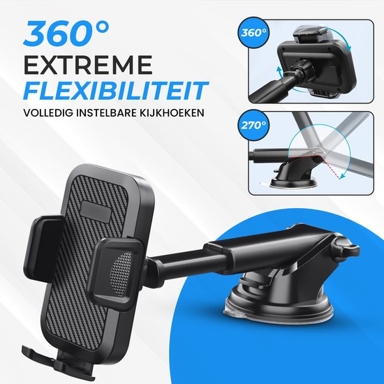 Support de téléphone universel pour voiture avec ventouse et clip pour grille d'aération – Rotation à 360° – Easy One Touch – Convient à tous les Smartphones