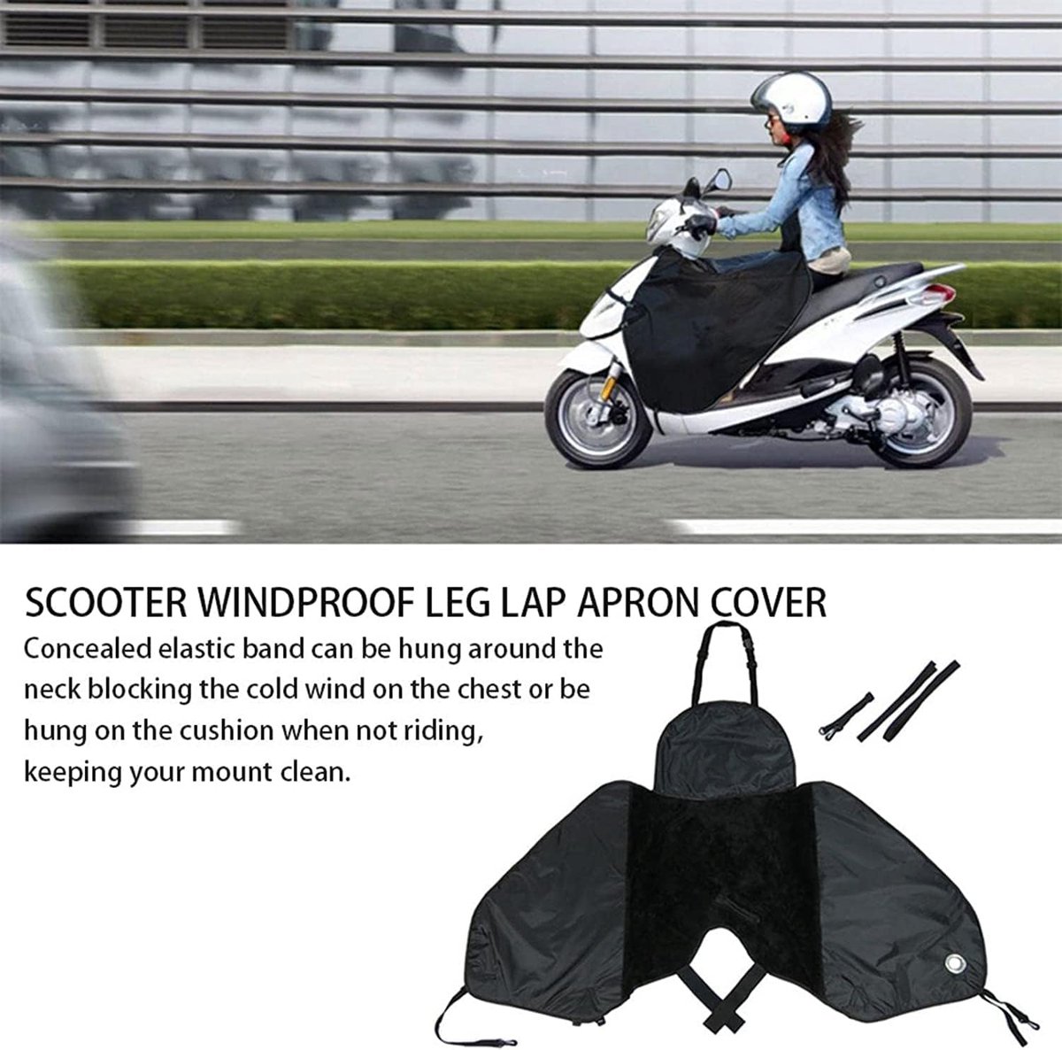 Scooter beenkleed - Scooter Heavy Duty – waterdicht winter schootdeken - voor regen en kou - winddicht en warm gevoerd - universeel passend voor scooter/moped/motor – foto 3