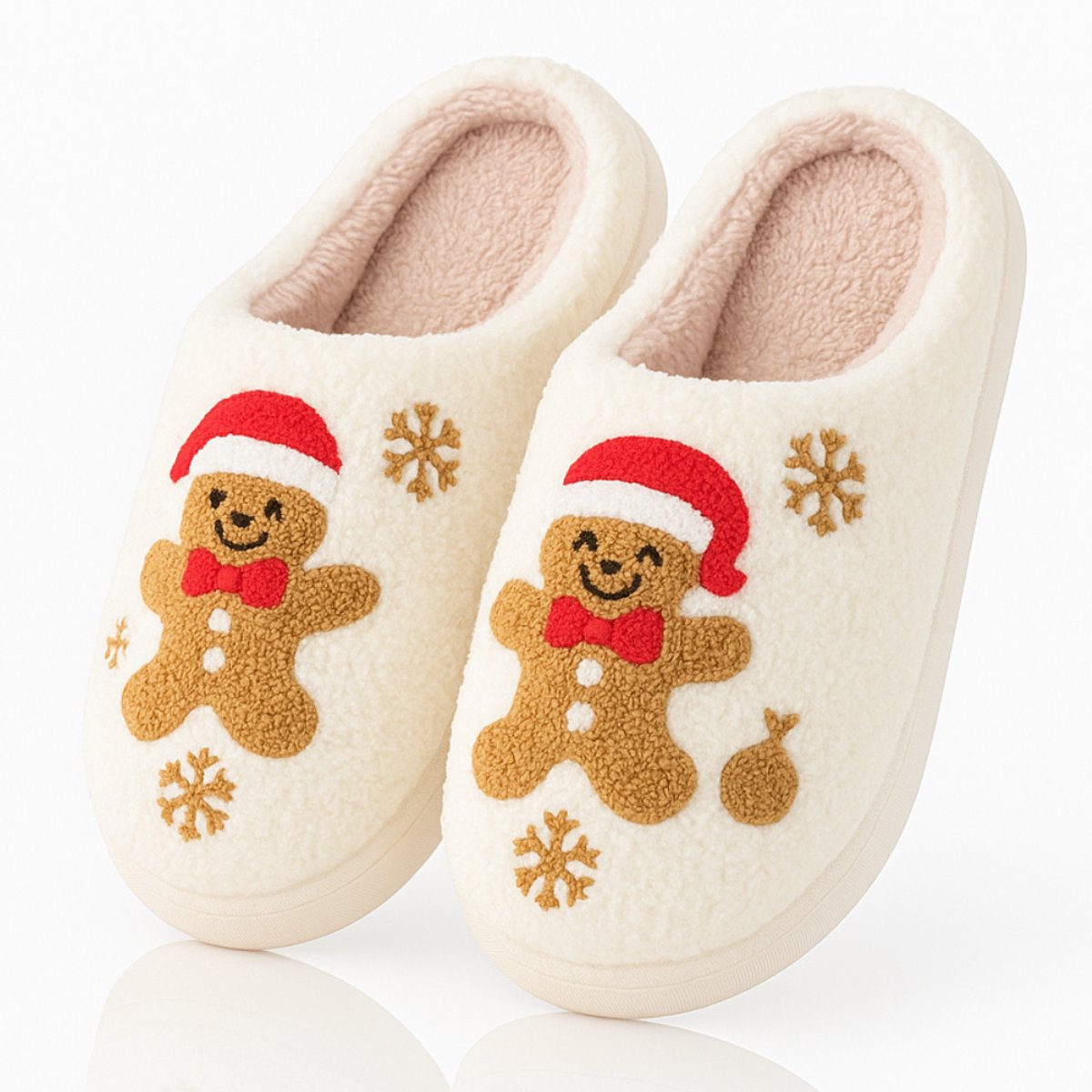 Twenty4seven® Cookie Pantoffels - Sloffen Kerst & Winter - Kerstsloffen Dames & Heren - Huisschoenen Wit - Maat 39/40