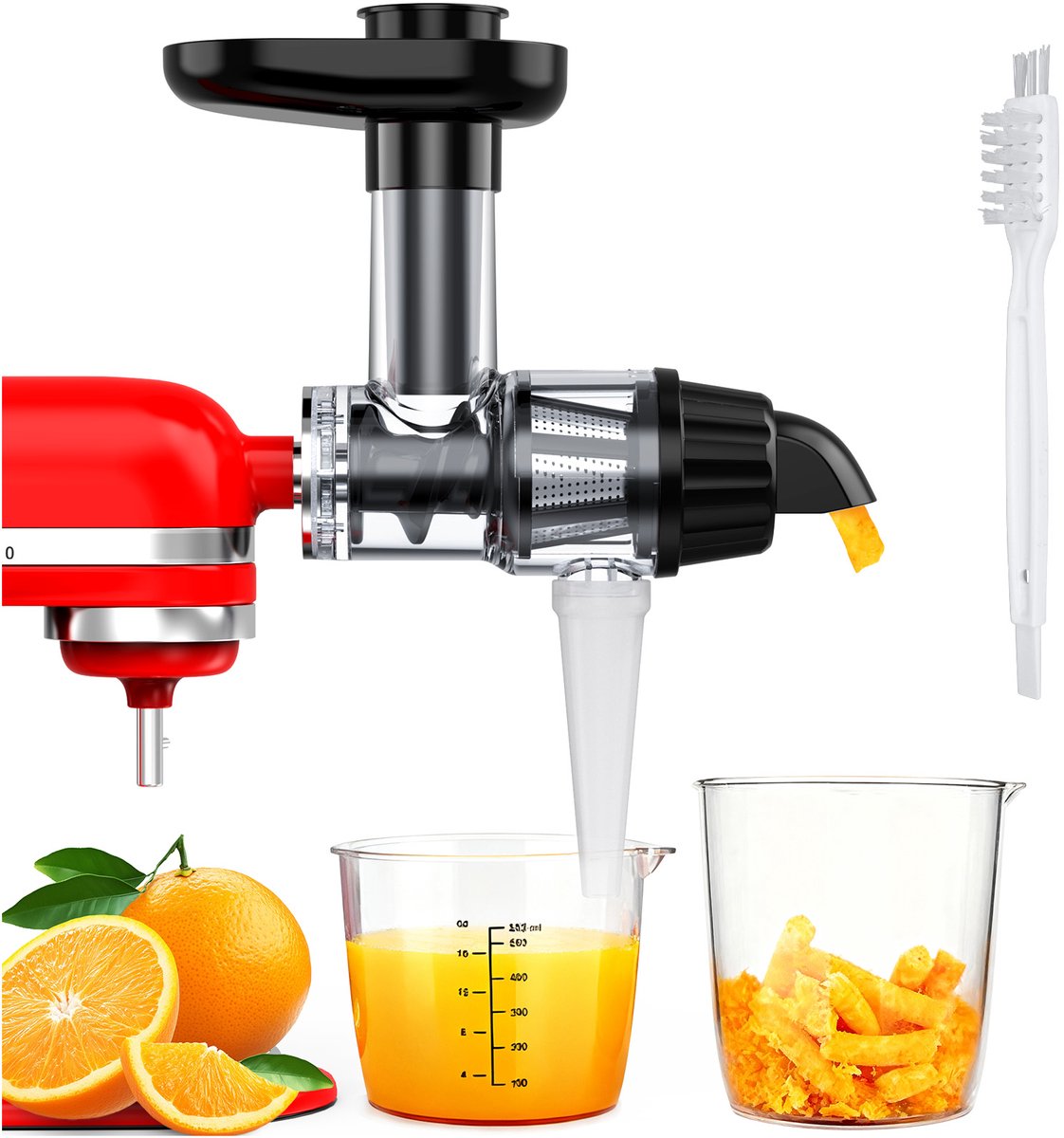 MMOBIEL Slowjuicer Opzetstuk voor KitchenAid Stand Mixer – Koudpers Slowjuicer & Sapcentrifuge voor Groente en Fruit – Inclusief zeef, voedselstamper en reinigingsborstel