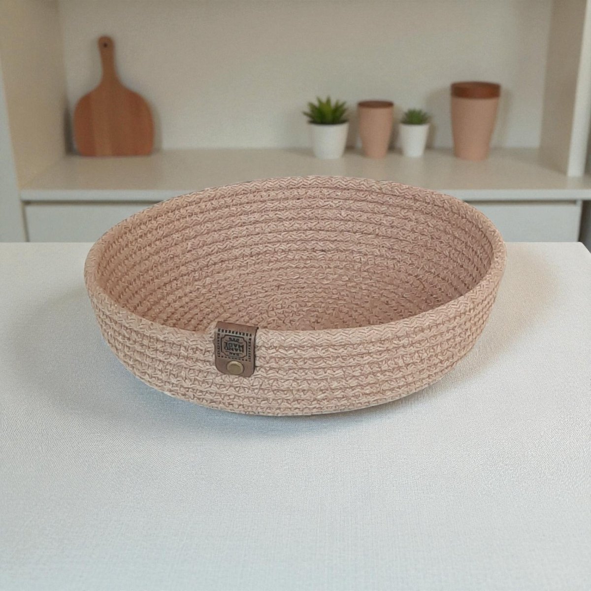 Hobbygaren – Handgemaakte Opbergmand Ø23 cm | Milky Coffee | Katoenen Woonmand / Decoratiemand | ca. 2,5L Inhoud