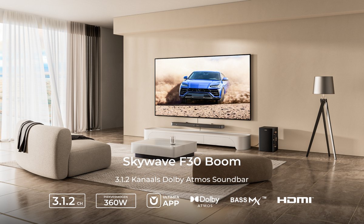 ULTIMEA Skywave F30 Boom Soundbar 3.1.2 Dolby Atmos Zwart - afbeelding 2