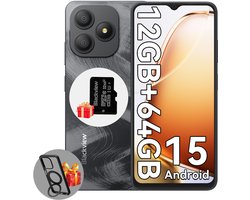 Blackview WAVE 9C Smartphone - 4G Dual SIM - 12 RAM 64GB ROM - Octa Core - 6.56 inch - Android 15 - 32GB TF kaart - Ringhouder Telefoonhoesje - Zwart
