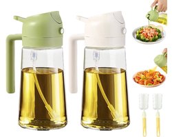 2 olievernevelaars voor het koken 16oz /470 ml olievernevelaars voor in de keuken, 2 in 1 olievernevelaar voor in de keuken, airfryer, salade, barbecue (ivoor, groen)