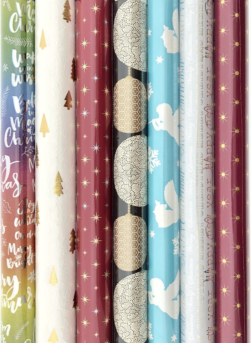 Assortiment Kerstpapier cadeaupapier inpakpapier voor Kerstmis HO598 - 3 meter x 70 cm - 7 rollen